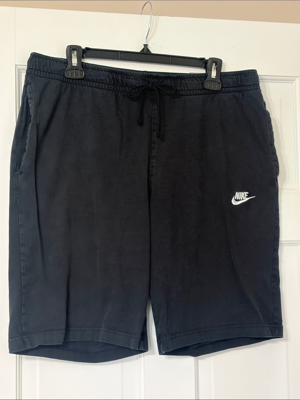 Nike Men’s Black Athletic Shorts with White Swoosh